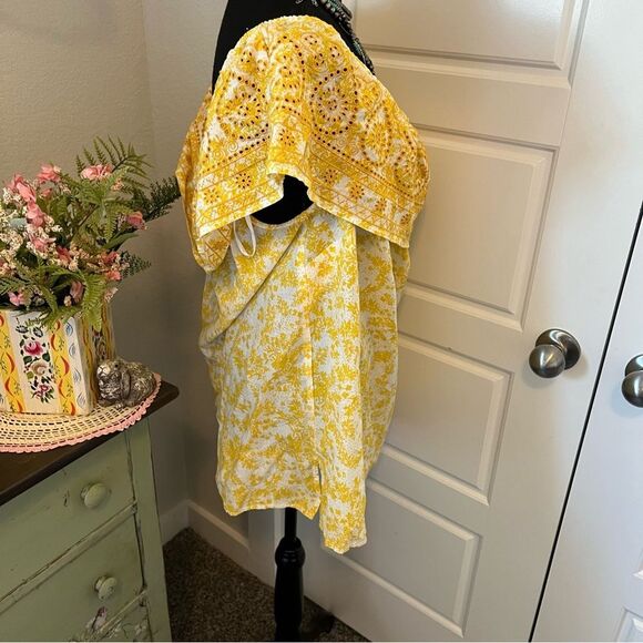 Lane Bryant NWT Yellow Eyelet Embroidery Ruffle Off Shoulder Floral Blouse 18/20 - Picture 6 of 11